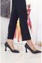 Black Goblet High Heel Stone Patterned Women's Stiletto - 2