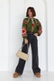 Geometric Embroidery Cotton Shirt with Green Tassels - 6