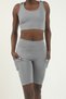 Gray High Waist Recovery Pocket Detailed Sports Biker Leggings - 3
