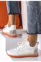 Witty Women's Stone Sneaker Sports Shoes White - Orange - 4
