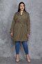 Women's Large Size Khaki Front Buttoned Lined Trench Coat 65n23960 - 6