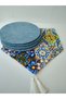 Tile Patterned Runner, 4 Light Blue Color Plates - 4