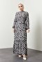Women's Black Daisy Patterned Dress