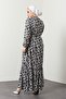 Women's Black Daisy Patterned Dress - 4