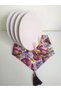 Purple Violet Patterned Runner, 4 Light Beige Color Plates - 3
