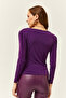 Women's Purple Padded Pleated Collar Blouse BLZ-19002419 - 4