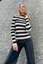 Women's Black Stand Collar Striped Sleeves Buttoned Knitwear Winter Sweater ALC-X11220