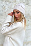 Women's Cream Glitter Striped Beret ALC-X11285 - 3