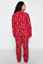 Red Shirt Collar Christmas Themed Knitted Pajama Set Tbbaw24Ai00002 - 7