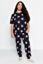Lacivert Ayıcık Desenli Örme Pijama Takımı TBBAW23AI00039 - 3