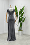 Glitter Fabric Omu Gathered Long Dress - SILVER - 5