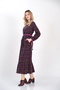 Long Purple Winter Dress with Print Skirt Ruffle Trim from Divitin Flannel - 3