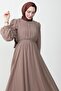 Elastic Waist Pleated Chiffon Dress Mink - 5