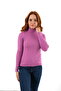 Lilac Corded Women's Turtleneck Wool Knitwear Sweater