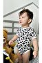 Girl-Boy Short Sleeve Dalmatian Snap-On Bodysuit 100% Cotton and Lycra Flexible Fabric - 6