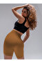 Dublin Model High Waist Ribbed Seamless Biker Shorts Caramel Color027