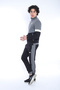 Men's Black Gray Detailed Bottom Top Zippered Pocket Slim Fit 2 Thread Tracksuit Set - 3