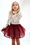 Girl's Polka Dot Skirt and Cream Skirt Set with Denim Jacket - 5