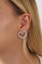 Silver Color Heart Patterned Stone Earrings Mini Heart Earrings Waterway Earrings