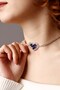 Blue Stone Heart Choker Necklace, Stylish Stone Choker, Waterway Choker Necklace, Choker, Neck Collar Silver - 2