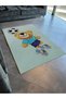 Blue Tone Surrealist Football Player Teddy Bear Patterned Creative Modern Decorative Carpet 2279 - 3