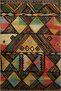 Dark Tone Multicolor Spiral Mixed Geometric Quadrilateral Shape Patterned Modern Decorative Carpet 2291