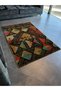 Dark Tone Multicolor Spiral Mixed Geometric Quadrilateral Shape Patterned Modern Decorative Carpet 2291 - 3