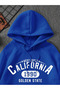 Unisex Blue Oversize California 1890 Printed Hooded Sweatshirt - 3