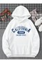 Unisex White Oversize California 1890 Printed Hooded Sweatshirt