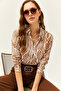 Women's Mink Zebra Patterned Viscose Shirt GML-19000670