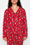 Red Shirt Collar Christmas Themed Knitted Pajama Set Tbbaw24Ai00002 - 5
