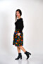 Winter Skirt with Velvet Flower Pattern on Black Floor from the Divitin Flannel