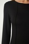 Women's Black Slit Stitched Long Viscose Dress - 4