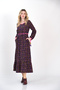 Long Purple Winter Dress with Print Skirt Ruffle Trim from Divitin Flannel - 2