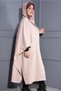 Stamp Pocket Hat Poncho Beige - 4