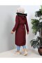 KMKKOMBIN WOMEN'S BONDIT FABRIC SLEEVE STRAPS KNEE BOTTLE COAT WITH FUR INSIDE BATTAL SIZE - 4