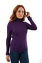 Purple Corded Women's Turtleneck Wool Knitwear Sweater - 2