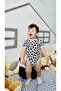 Girl-Boy Short Sleeve Dalmatian Snap-On Bodysuit 100% Cotton and Lycra Flexible Fabric - 4