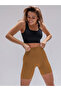 Dublin Model High Waist Ribbed Seamless Biker Shorts Caramel Color027 - 3