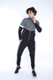 Men's Black Gray Detailed Bottom Top Zippered Pocket Slim Fit 2 Thread Tracksuit Set - 4