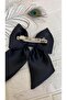 Pearl Black Satin Bow Automatic Buckle - Pearl Bow Buckle - Clip Bow Buckle - 2