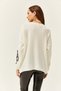 Women's Ecru Patterned V-Neck Soft Textured Knitwear Sweater KZK-19000695 - 6