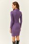 Women's Purple Polo Collar Lycra Raised Dress ELB-19001800 - 5