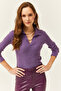 Women's Purple Polo Collar Camisole Blouse BLZ-19002028 - 2