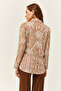 Women's Mink Zebra Patterned Viscose Shirt GML-19000670 - 2