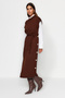 Dark Brown Button Detailed Knitwear Sweater Dress TCTAW24UV00038 - 3
