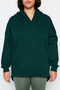 Emerald Green Thick Fleece Inside Oversize/Loose Fit Knitted Plus Size Sweatshirt Tbbaw24Ao00019 - 5