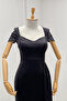 Glitter Fabric Omu Gathered Long Dress - BLACK - 3