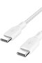 Braided USB-C to USB-C Cable 100W 2 Meters White USB-IF Certified Type-C Cable - 5
