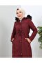 KMKKOMBIN WOMEN'S BONDIT FABRIC SLEEVE STRAPS KNEE BOTTLE COAT WITH FUR INSIDE BATTAL SIZE - 3